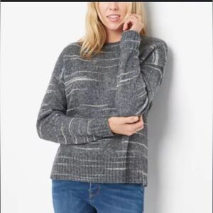Ana A New Approach Sweater Variegated Grey Acrylic/ Nylon blend NWT